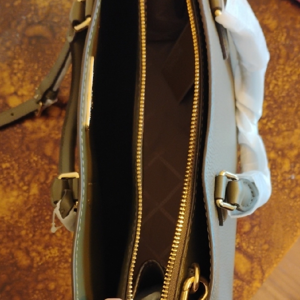 Michael Kors Valerie Medium Pebbled Leather  Satchel - Olive Green - Picture 6 of 8